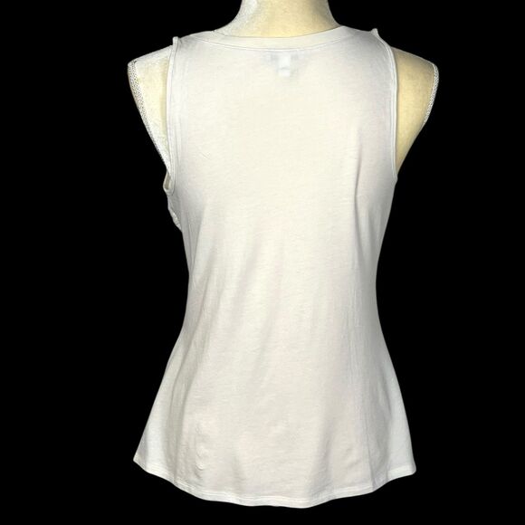 EXPRESS Women’s Tank Top Ivory Size SP Lace Sequins Striped Sleeveless Summer - Picture 2 of 13